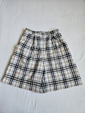 Vintage Charter Club Plaid High Rise Shorts Linen Blend Preppy 90s Academia  6